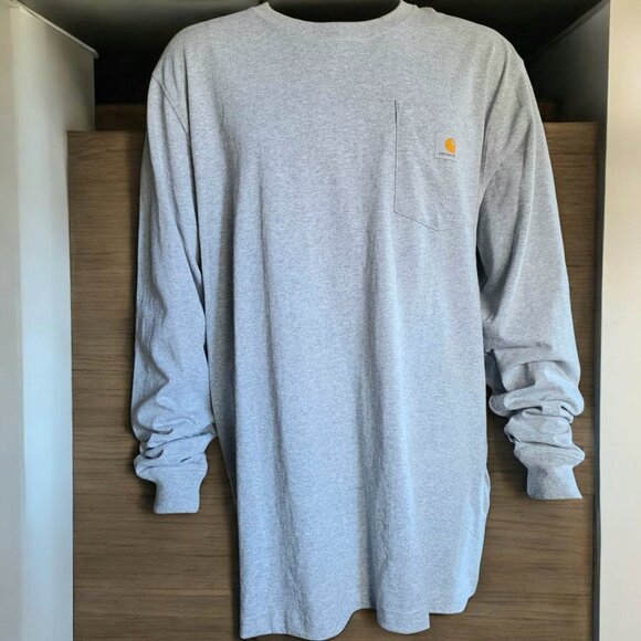 NWOT CARHARTT ( LG TALL ) Heather Grey Loose Fit Midweight L/S Pocket T-Shirt - Picture 2 of 7
